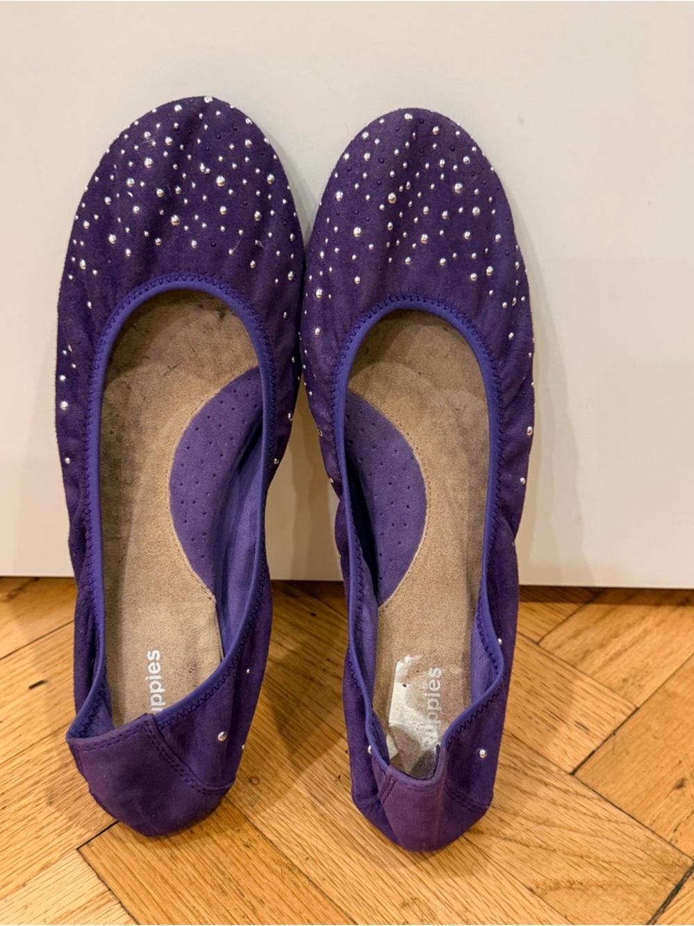 Hush Puppies Ballet Flats Size 11 – Purple Suede, Sparkle Detail, Comfort Fit